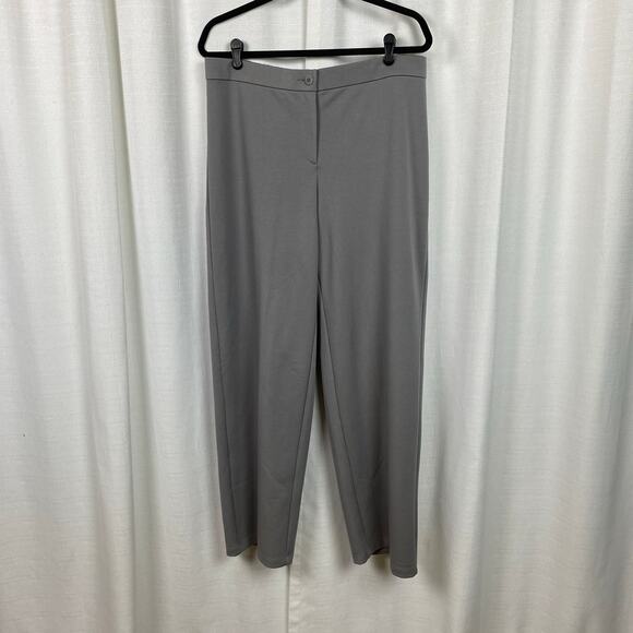 Eileen Fisher Gray Zinc Flex Ponte Straight Leg Pants Sz.L NWT - Picture 1 of 11